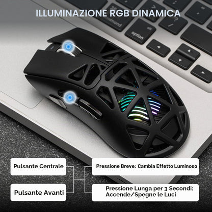Mouse Gaming Wireless Aula SC620 RGB Nero