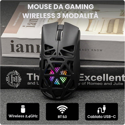 Mouse Gaming Wireless Aula SC620 RGB Nero