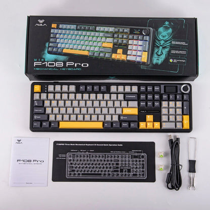 Tastiera Aula Gaming Meccanica F108 Pro Gray Orange Deep Gray RGB