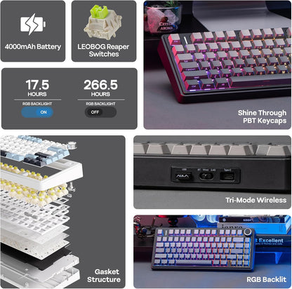 Tastiera Aula Gaming Magnetica F75 HE Gradient Grey RGB