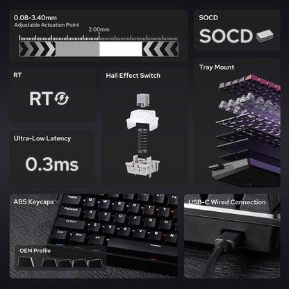 Tastiera Aula Gaming Magnetica WIN68 HE Black RGB
