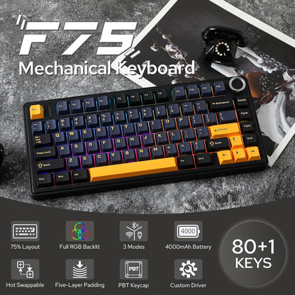 Tastiera Aula Gaming Meccanica F75 Thunder Black Blue Orange RGB
