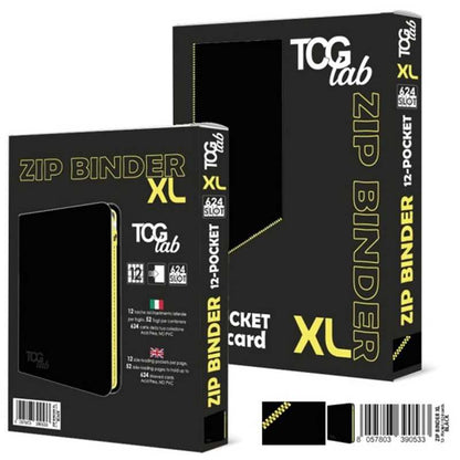 TCGLab Raccoglitore XL Carte 12 Tasche Nero Zip Gialla